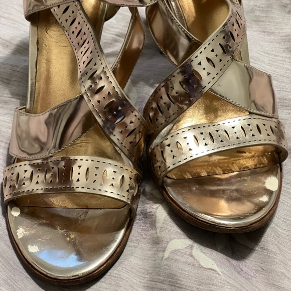 Belle by Sigerson Morrison Metallic Heeled Sandals - Picture 5 of 8